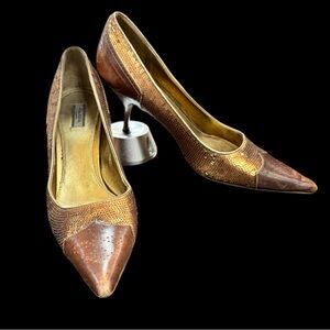GUC Prada Brown & Bronze Sequin Heels- Size: 38.5